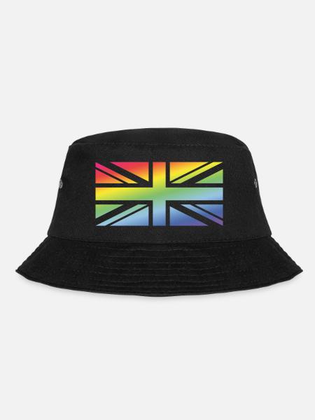 Union Jack / Rainbow Flag (Great Britain / UK) - Bucket Hat - black