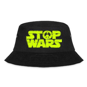 T-Shirt Anti-Krieg, gegen Krieg, stop war - Bucket Hat - Schwarz - Vorne - Lela (165cm)