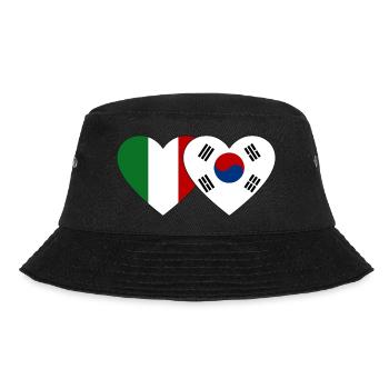 Italy South Korea Flag Heart - Bucket Hat - black - Front - Lela (165cm)
