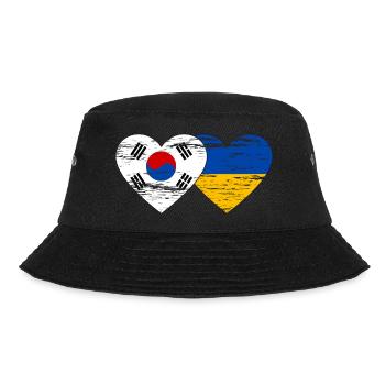 Südkorea Ukraine Flagge Herz used - Bucket Hat - Schwarz - Vorne - Lela (165cm)