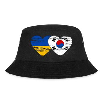 Ukraine Südkorea Flagge Herz used - Bucket Hat - Schwarz - Vorne - Lela (165cm)