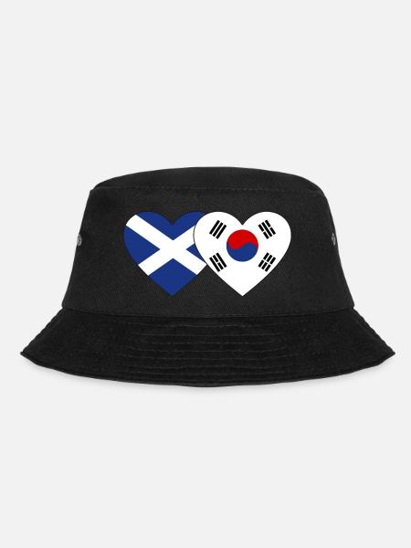 Schottland Südkorea Flagge Herz - Bucket Hat - Schwarz