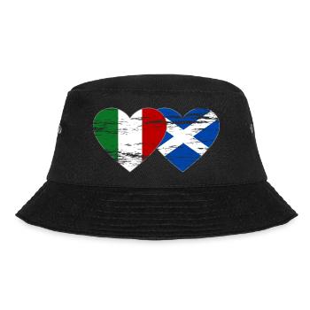 Italy Scotland Flag Heart Used - Bucket Hat - black - Front - Lela (165cm)