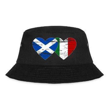 Scotland Italy Flag Heart Used - Bucket Hat - black - Front - Lela (165cm)