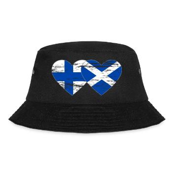 Finland Scotland Flag Heart Used - Bucket Hat - black - Front - Lela (165cm)