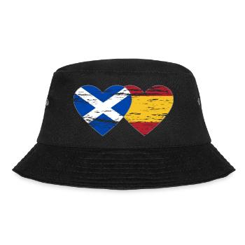Scotland Spain Flag Heart Used - Bucket Hat - black - Front - Lela (165cm)