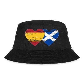 Spain Scotland Flag Heart Used - Bucket Hat - black - Front - Lela (165cm)