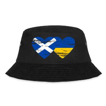 Scotland Ukraine Flag Heart Used - Bucket Hat - black - Front - Lela (165cm)