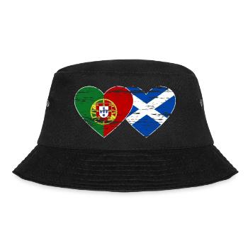 Portugal Scotland Flag Heart Used - Bucket Hat - black - Front - Lela (165cm)