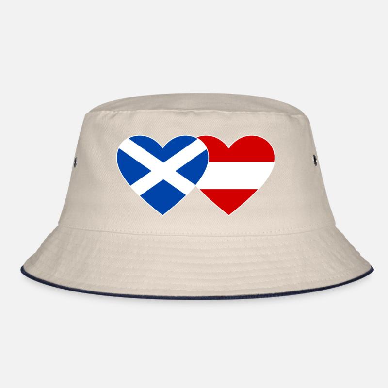 Scotland Austria Flag Heart Bucket Hat
