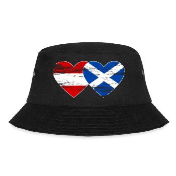Austria Scotland Flag Heart Used - Bucket Hat - black - Front - Lela (165cm)