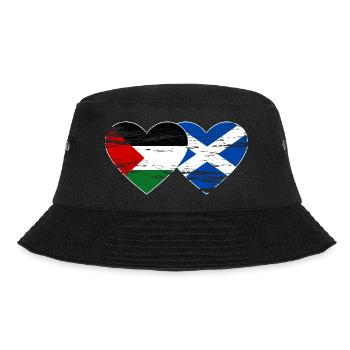 Palestine Scotland Flag Heart Used - Bucket Hat - black - Front - Lela (165cm)