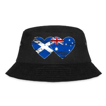 Scotland Australia Flag Heart Used - Bucket Hat - black - Front - Lela (165cm)