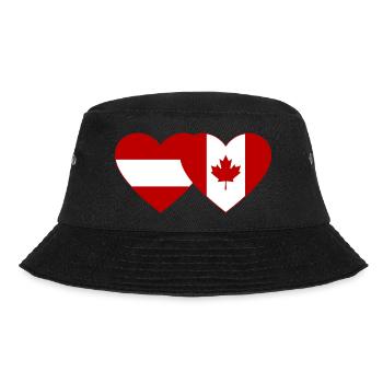 Austria Canada flag heart - Bucket Hat - black - Front - Lela (165cm)