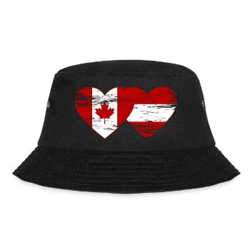 Canada Austria flag heart used - Bucket Hat - black - Front - Lela (165cm)