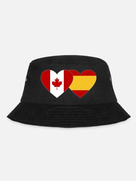 Kanada Spanien Flagge Herz - Bucket Hat - Schwarz