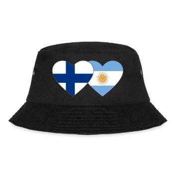 Finnland Argentinien Flagge Herz - Bucket Hat - Schwarz - Vorne - Lela (165cm)