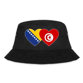 Bosnien Tunesien Flagge Herz - Bucket Hat - Schwarz - Vorne - Lela (165cm)