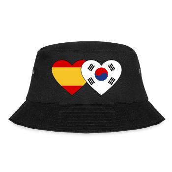 Spain, South Korea, Flag, Heart - Bucket Hat - black - Front - Lela (165cm)