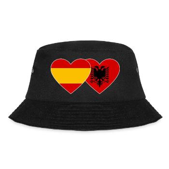 Spain Albania Flag Heart - Bucket Hat - black - Front - Lela (165cm)