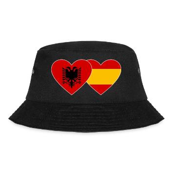 Albanien Spanien Flagge Herz - Bucket Hat - Schwarz - Vorne - Lela (165cm)