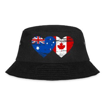 Australien Kanada Flagge Herz used - Bucket Hat - Schwarz - Vorne - Lela (165cm)