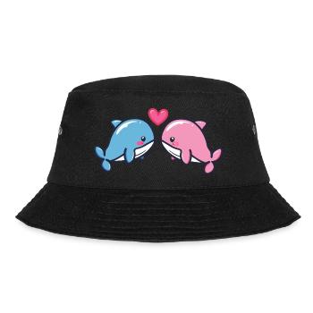 Wal Paar Verliebt Tier Valentinstag - Bucket Hat - Schwarz - Vorne - Lela (165cm)