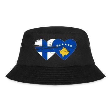 Finnland Kosovo Flagge Herz used - Bucket Hat - Schwarz - Vorne - Lela (165cm)