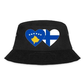 Kosovo Finnland Flagge Herz - Bucket Hat - Schwarz - Vorne - Lela (165cm)