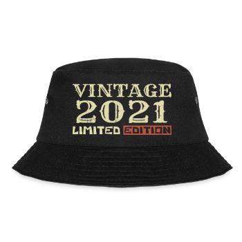 Jahrgang 2021: Einzigartiges Retro-Geschenk zum 3. Jahrestag - Bucket Hat - Schwarz - Vorne - Lela (165cm)