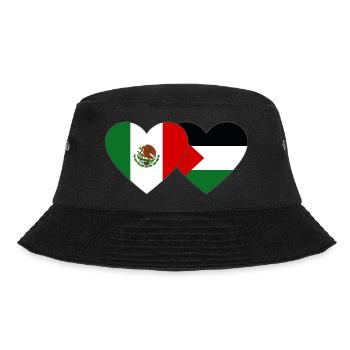 Mexico Palestine Flag Heart - Bucket Hat - black - Front - Lela (165cm)