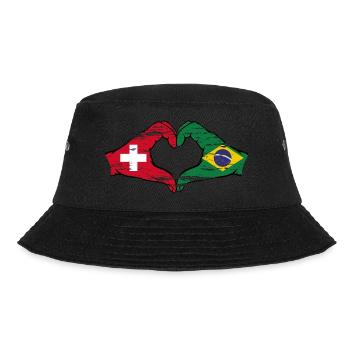 Suisse Brésil drapeau coeur forme avec la main utilisée - Bob - noir - Devant - Lela (165cm)