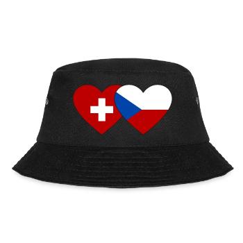 Schweiz Tschechien Flagge Herz - Bucket Hat - Schwarz - Vorne - Lela (165cm)