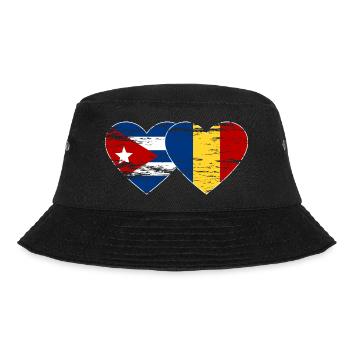 Kuba Rumänien Flagge Herz used - Bucket Hat - Schwarz - Vorne - Lela (165cm)