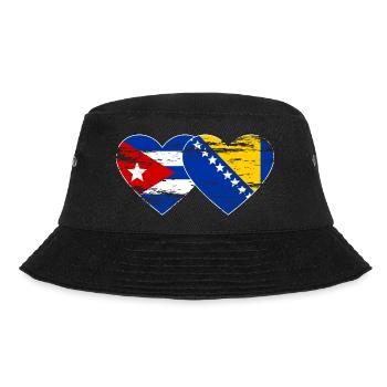 Kuba Bosnien Flagge Herz used - Bucket Hat - Schwarz - Vorne - Lela (165cm)