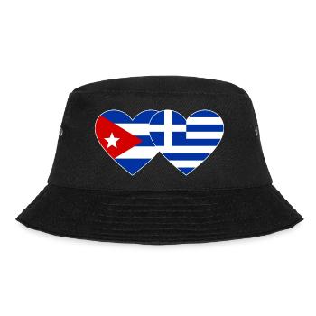Kuba Griechenland Flagge Herz - Bucket Hat - Schwarz - Vorne - Lela (165cm)