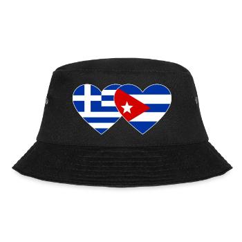 Griechenland Kuba Flagge Herz - Bucket Hat - Schwarz - Vorne - Lela (165cm)
