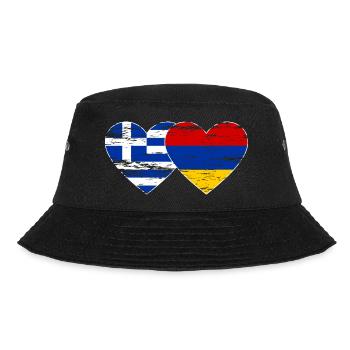 Griechenland Armenien Flagge Herz used - Bucket Hat - Schwarz - Vorne - Lela (165cm)