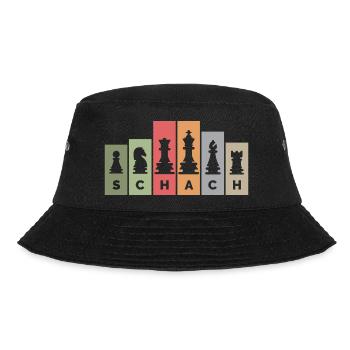 retro Schachfiguren Schachspieler vintage Farben - Bucket Hat - Schwarz - Vorne - Lela (165cm)