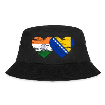 India Bosnia Flag Heart Used - Bucket Hat - black - Front - Lela (165cm)