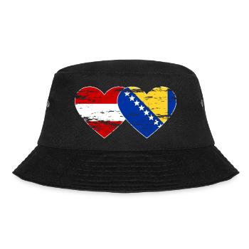 Bosnia Austria flag heart used - Bucket Hat - black - Front - Lela (165cm)