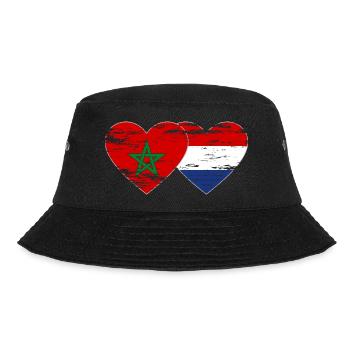 Morocco Holland Flag Heart Used - Bucket Hat - black - Front - Lela (165cm)