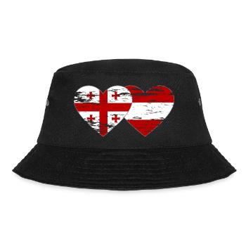 Georgia Austria Flag Heart Used - Bucket Hat - black - Front - Lela (165cm)