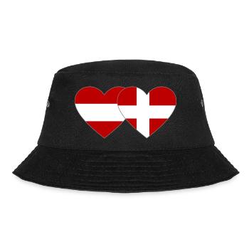 Austria Denmark Flag Heart - Bucket Hat - black - Front - Lela (165cm)