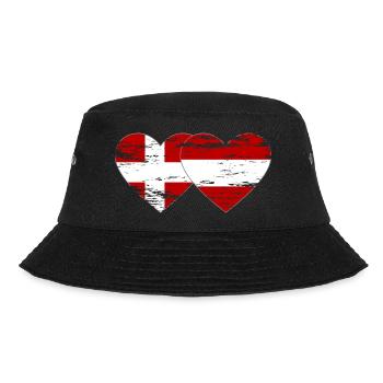 Denmark Austria Flag Heart Used - Bucket Hat - black - Front - Lela (165cm)