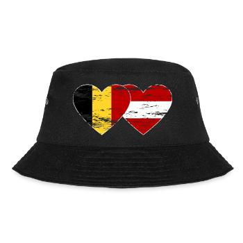 Belgium Austria Flag Heart Used - Bucket Hat - black - Front - Lela (165cm)
