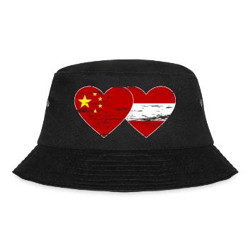 China Austria Flag Heart Used - Bucket Hat - black - Front - Lela (165cm)