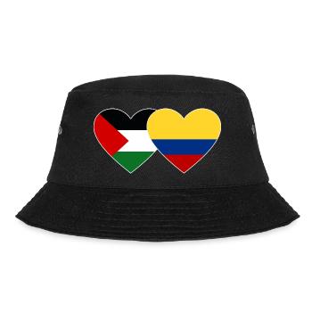 Palestine Colombia Flag Heart - Bucket Hat - black - Front - Lela (165cm)