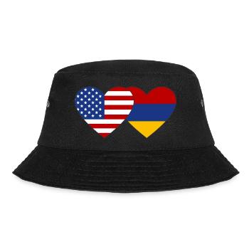 USA Armenien Flagge Herz - Bucket Hat - Schwarz - Vorne - Lela (165cm)