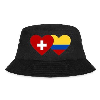 Switzerland Colombia Flag Heart - Bucket Hat - black - Front - Lela (165cm)